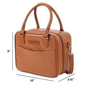 Veronica Jamison Hampton Brown Faux Leather Lunch Bag Tote Containers Gift NEW